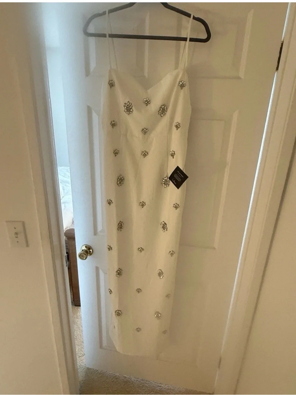 NWT Lulus Completely Regal White Rhinestone Sleeveless Column Maxi Dress medium - Picture 5 of 14